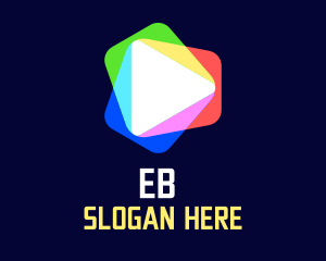 Vlog - Play Button Rainbow logo design