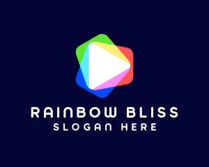 Play Button Rainbow logo design