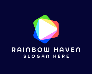 Play Button Rainbow logo design