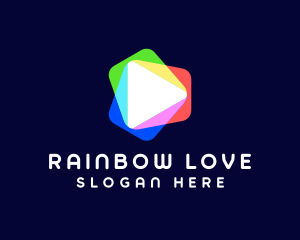 Play Button Rainbow logo design