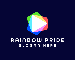 Play Button Rainbow logo design