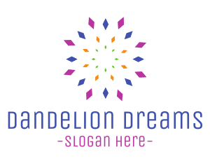 Dandelion - Colorful Radial Diamonds logo design