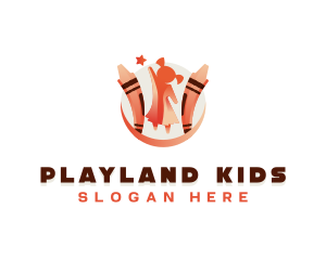 Daycare Kindergarten Crayon logo design