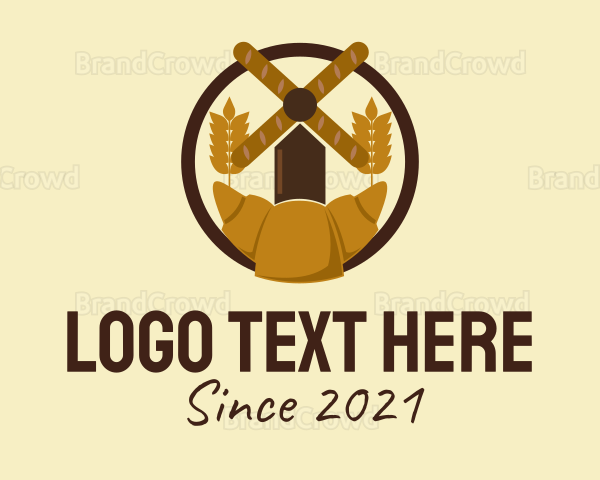 Croissant Bread Windmill Logo