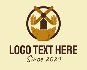 Rural - Croissant Bread Windmill logo design