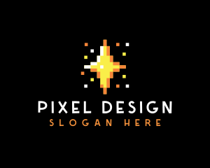 Pixel Star Sparkle logo design