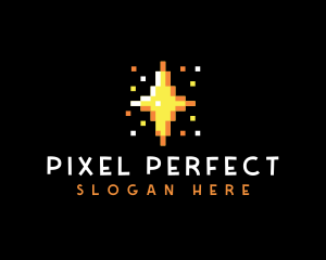 Pixel Star Sparkle logo design