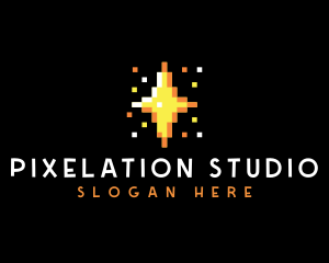 Pixel Star Sparkle logo design