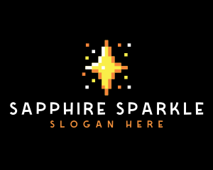 Pixel Star Sparkle logo design