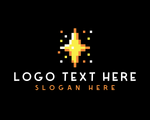Star - Pixel Star Sparkle logo design