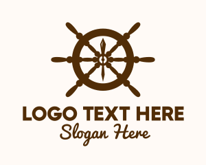 Galleon - Ship Helm Navigation logo design