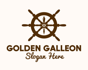 Galleon - Ship Helm Navigation logo design