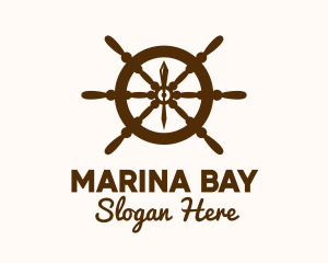 Seaport - Ship Helm Navigation logo design