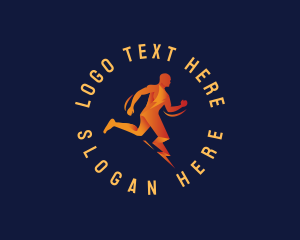 Athletic - Running Lightning Man logo design