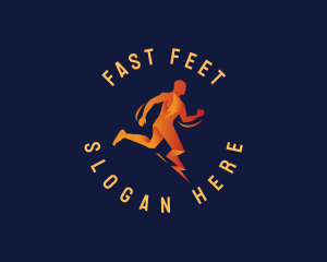 Running - Running Lightning Man logo design