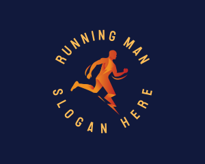 Running Lightning Man logo design