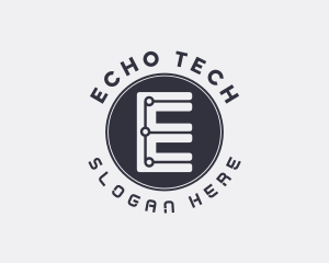 Tech Circuit Letter E logo design