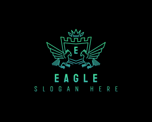 Eagle Monoline Crest logo design