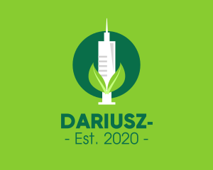 Syringe - Green Natural Vaccine logo design