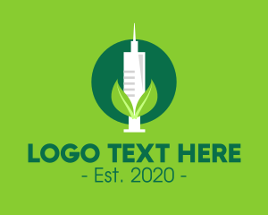 Syringe - Green Natural Vaccine logo design