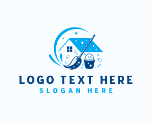 Mop Bucket House Cleaning Logo