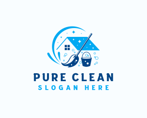 Mop Bucket House Cleaning logo design