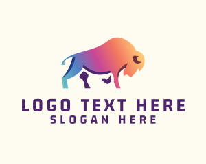 Oxen - Gradient Bison Animal logo design