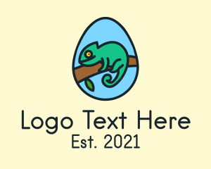 Lizard - Green Chameleon Reptile Egg logo design