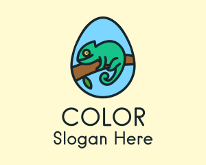 Green Chameleon Reptile Egg Logo