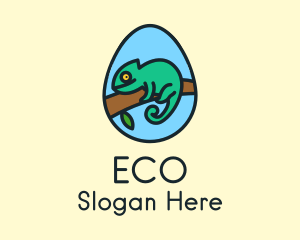 Green Chameleon Reptile Egg Logo