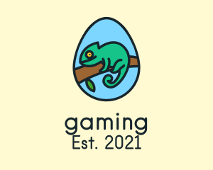 Animal Conservation - Green Chameleon Reptile Egg logo design
