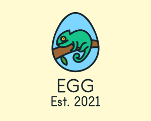 Green Chameleon Reptile Egg logo design