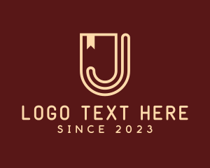Book - Shield Banner Letter J logo design