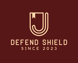 Defend - Shield Banner Letter J logo design