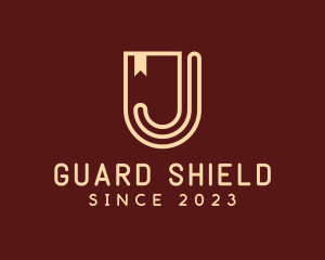 Defend - Shield Banner Letter J logo design