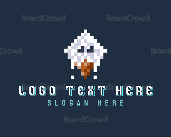 Pixelated Ice Cream Cone Logo