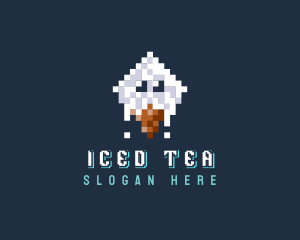 Pixelated Ice Cream Cone logo design