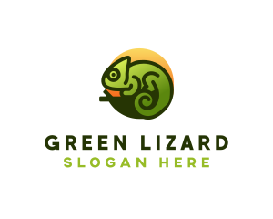 Chameleon Jungle Lizard logo design