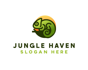 Chameleon Jungle Lizard logo design