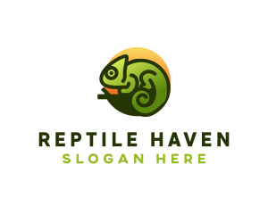 Chameleon Jungle Lizard logo design