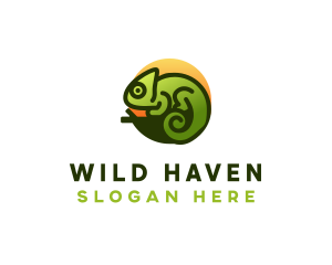 Chameleon Jungle Lizard logo design