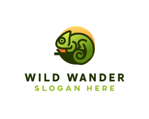 Chameleon Jungle Lizard logo design