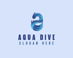 Liquid Water Letter A logo design