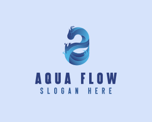 Liquid Water Letter A logo design