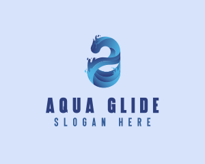 Liquid Water Letter A logo design