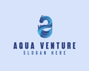 Liquid Water Letter A logo design