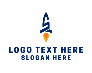 Spacecraft - Blue Rocket Letter S logo design