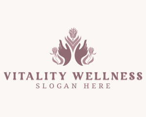 Wellness Flower Hands logo design