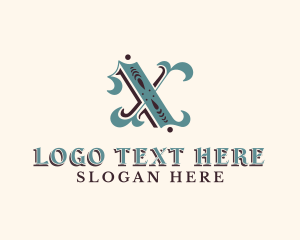 Tattoo - Medieval Letter X Ornament logo design