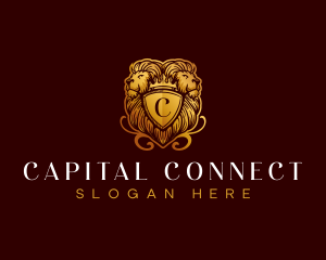 Lion Shield Crown logo design